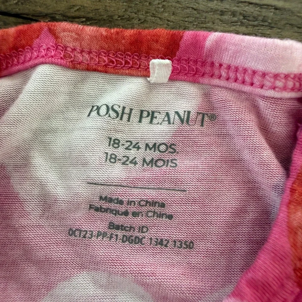 Posh Peanut Pink Watercolor Heart Bodysuit & Ruffle Leggings Set 18-24 months